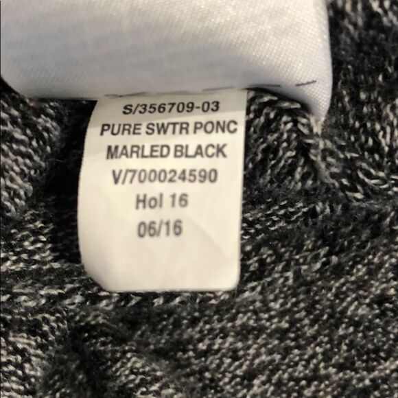 Gap Body Pure Sweater Poncho Marled Black Sz. One Size - Picture 8 of 8